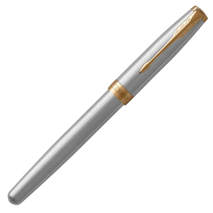 Parker Sonnet Rollerball Pen Stainless Steel Gold Trim