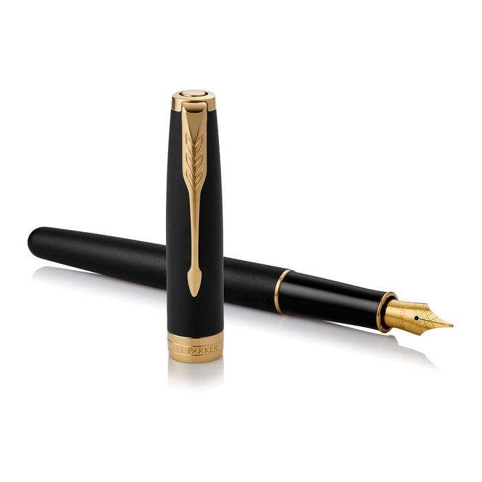 Parker Sonnet Fountain Pen Matte Black Lacquer Gold Trim