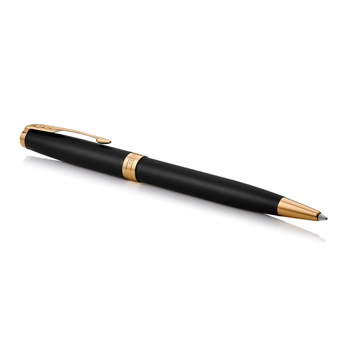 Parker Sonnet Fountain Pen and Ballpoint Set Black Lacquer Gold Trim