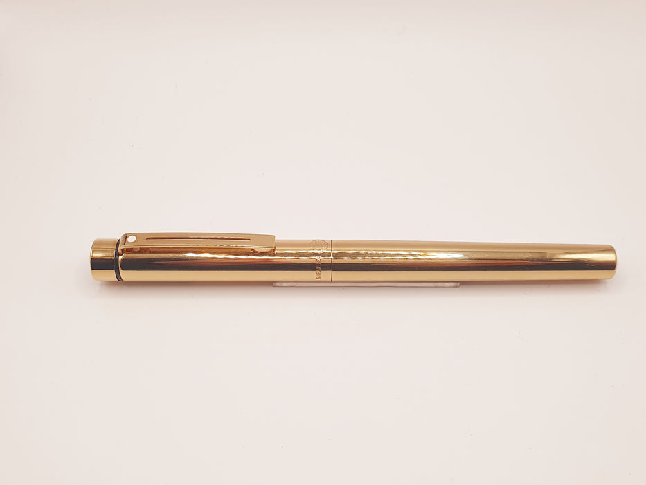 Vintage Sheaffer Targa Standard 1020 Imperial Brass with Gold Trim Fountain Pen (14ct Fine Nib)