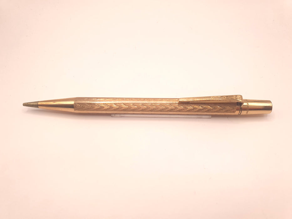 Vintage Yard-O-Led Round Aristocrat Striated Chevron Pattern Rolled Gold Mechanical Pencil (1.18mm)