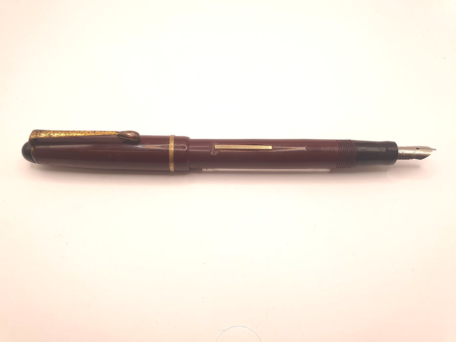 Vintage Osmiroid 65 Mk I Burgundy with Gold Trim Fountain Pen (Fine 'Italic' [Oblique] Nib)