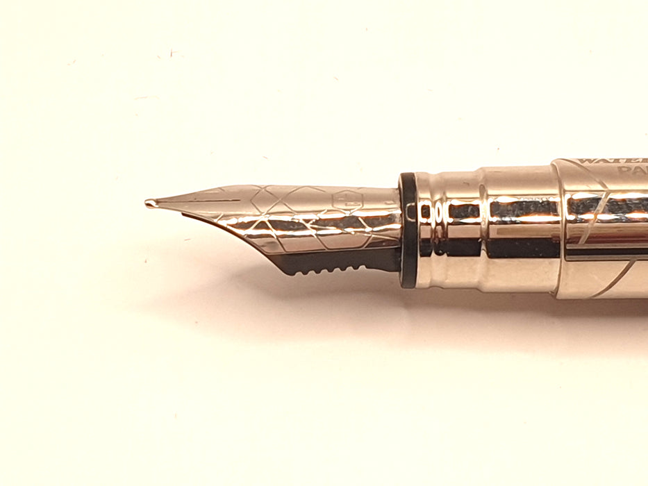 Vintage Waterman Perspective Azure Silver Blue Fountain Pen (Broad Nib)