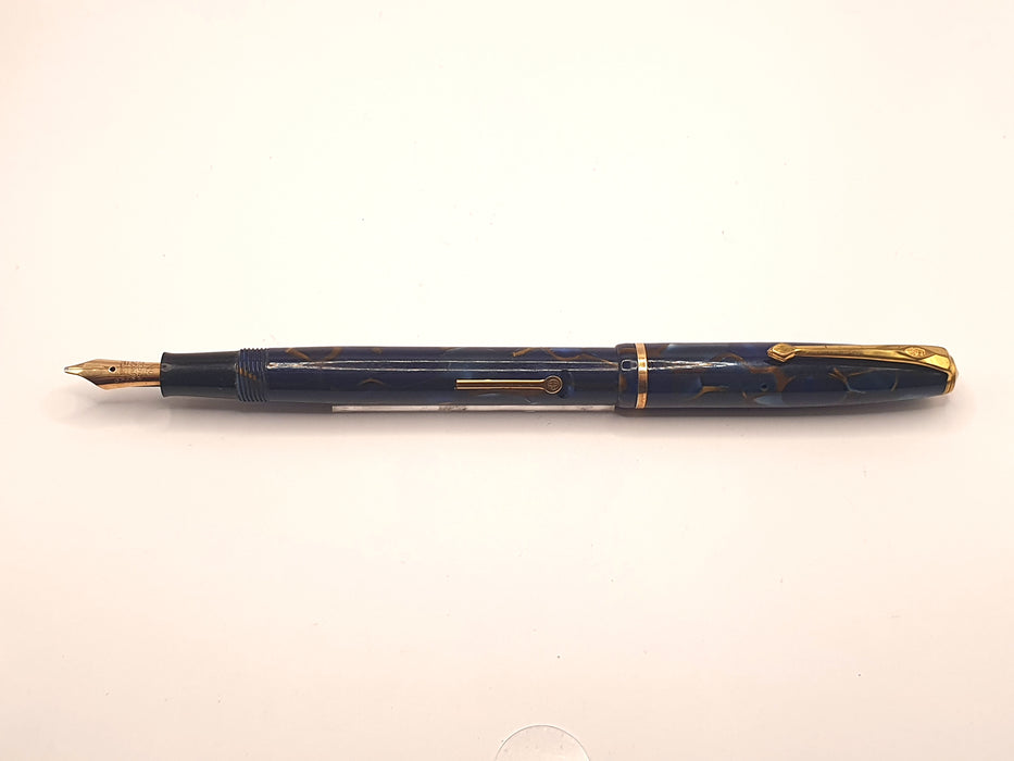 Vintage Conway Stewart No. 12 Blue and Brown Marbled Fountain Pen (14ct MI Nib)