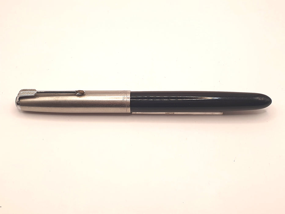 Vintage Parker 51 Mk II Aerometric Black with Chrome Trim and Cap Fountain Pen (14ct M Nib)