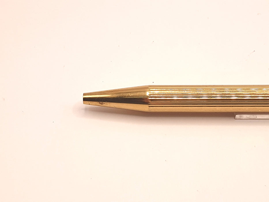 Vintage Sheaffer Targa Slim Striated Gold Plated Ballpoint Pen