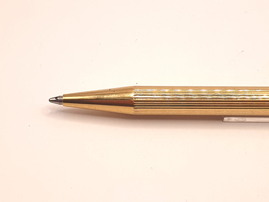 Vintage Sheaffer Targa Slim Striated Gold Plated Ballpoint Pen