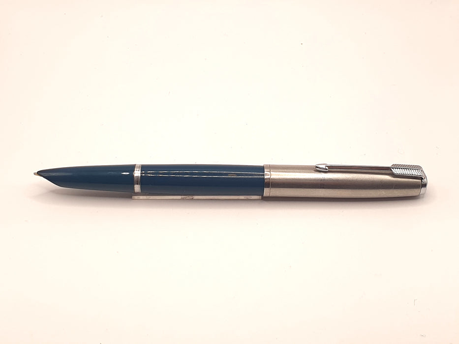 Vintage Parker 51 Mk II Aerometric Teal with Chrome Cap and Trim Fountain Pen (14ct MO Nib)