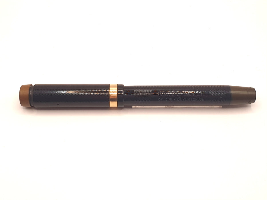 Vintage Onoto The Pen 6234 Chased Black with Gold Trim Fountain Pen (14ct B SF Nib) Missing Clip