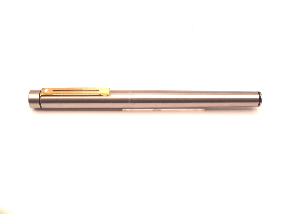 Vintage Sheaffer Targa 1001XG Brushed Stainless Steel with Gold Trim Fountain Pen (14ct M Nib)