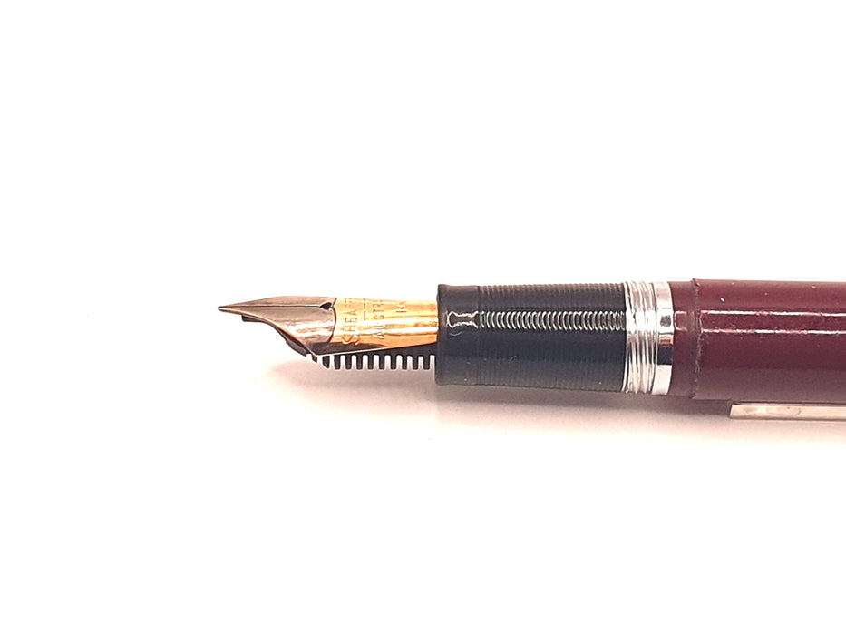 Vintage Sheaffer Snorkel Saratoga Burgundy with Gold Trim Fountain Pen (14ct EF Nib)