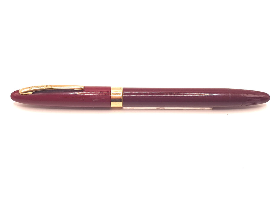 Vintage Sheaffer Snorkel Saratoga Burgundy with Gold Trim Fountain Pen (14ct EF Nib)