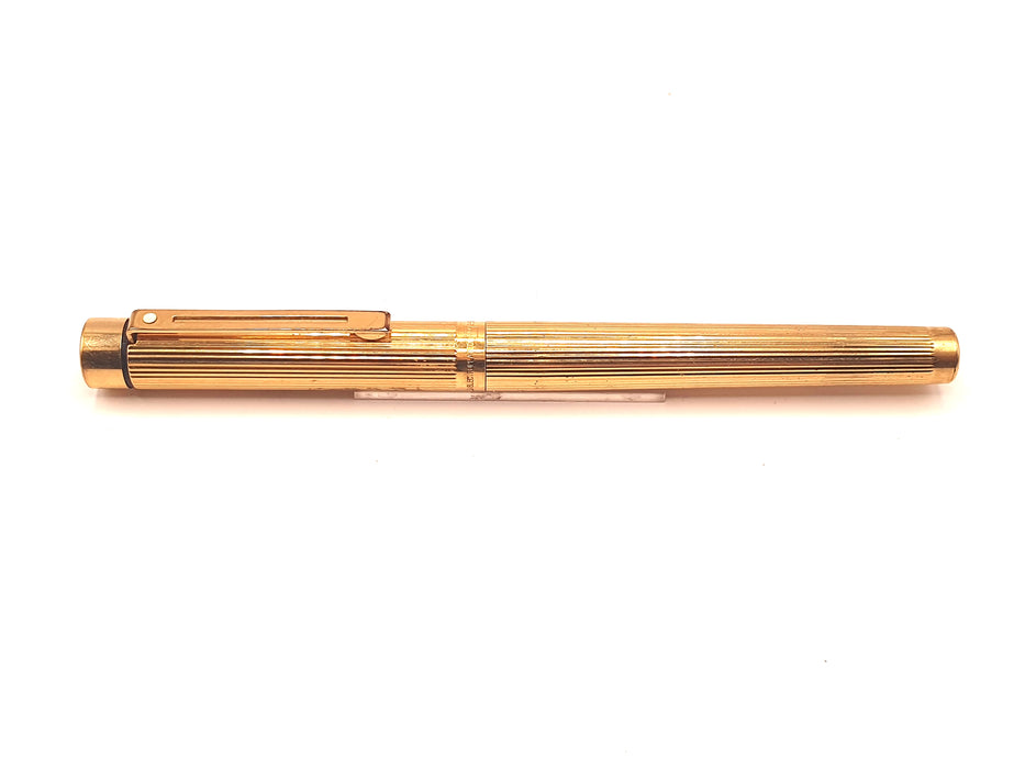 Vintage Sheaffer 1005 Targa Striated Gold with Gold Trim Fountain Pen (14ct M Nib)