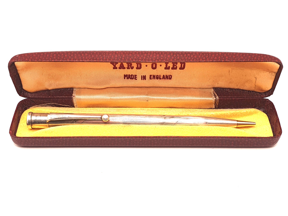 Vintage Yard O Led Early Model Sterling Silver Chevron Pattern Mechanical Pencil (1.18mm) with Original Box