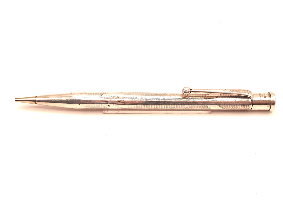 Vintage Yard O Led Early Model Sterling Silver Chevron Pattern Mechanical Pencil (1.18mm) with Original Box