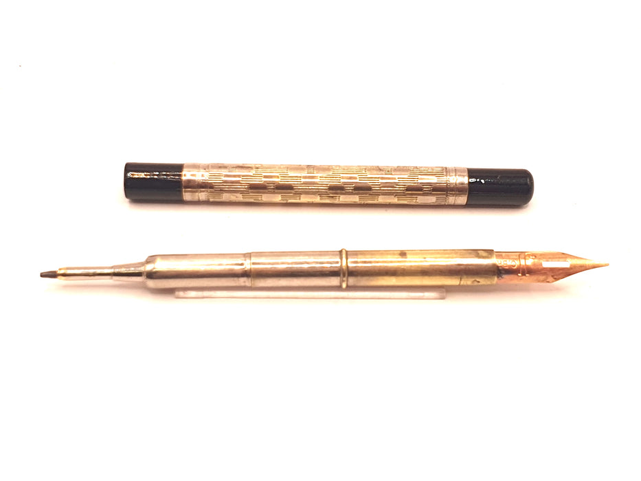 Vintage Unknown Lines and Crosses Pattern Reversible Dip Pen and Mechanical Pencil (1.4mm)