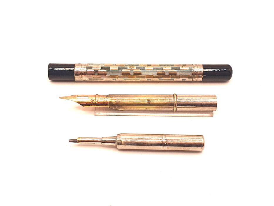 Vintage Unknown Lines and Crosses Pattern Reversible Dip Pen and Mechanical Pencil (1.4mm)