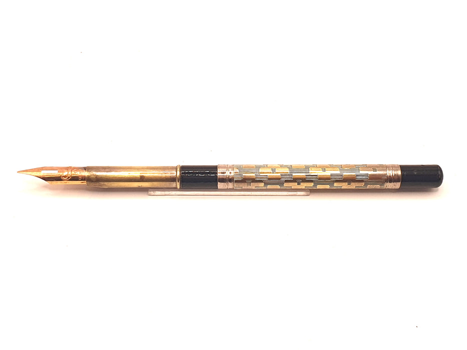 Vintage Unknown Lines and Crosses Pattern Reversible Dip Pen and Mechanical Pencil (1.4mm)