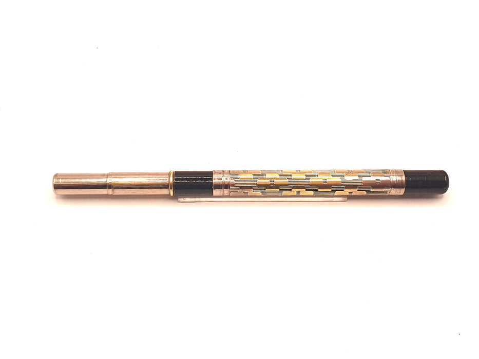 Vintage Unknown Lines and Crosses Pattern Reversible Dip Pen and Mechanical Pencil (1.4mm)