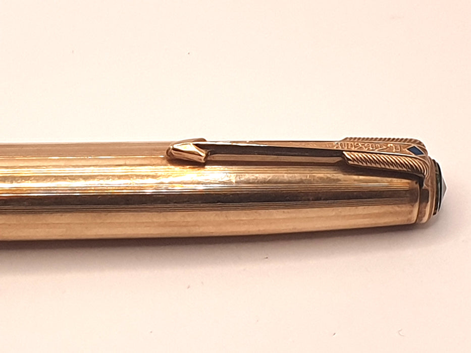 Vintage Parker 51 Mk I Vacumatic Cedar Blue with Gold-Filled Cap and Blue Diamond Clip Fountain Pen (14ct EF Nib)