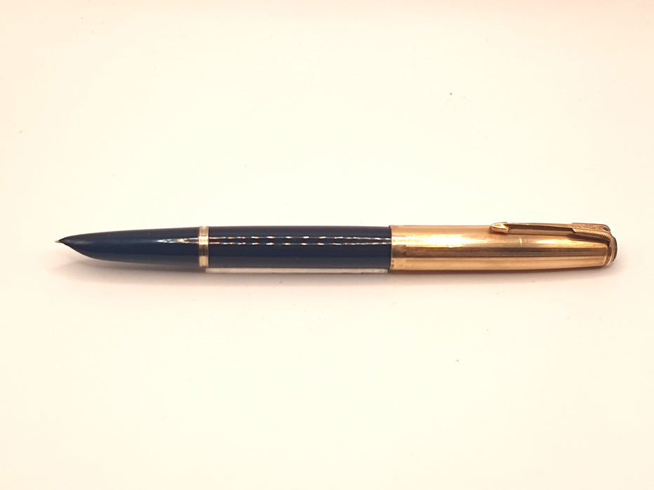 Vintage Parker 51 Mk I Vacumatic Cedar Blue with Gold-Filled Cap and Blue Diamond Clip Fountain Pen (14ct EF Nib)