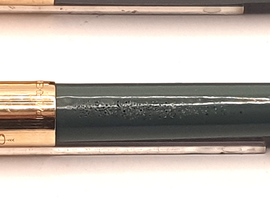 Vintage Parker 51 Mk II Aerometric Grey with Striated 1/10 12ct Rolled Gold Cap Fountain Pen (14k M Nib) and Ballpoint Pen Set & Ballpoint Set