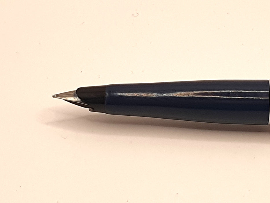 Vintage Parker 45 Midnight Blue with Brushed Steel Cap and Chrome Trim Fountain Pen (Steel M Nib)