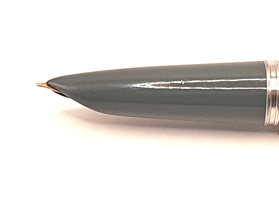 Vintage Mk II Parker 51 Grey with Lustraloy Cap and Chrome Trim Fountain Pen (14ct F Nib)
