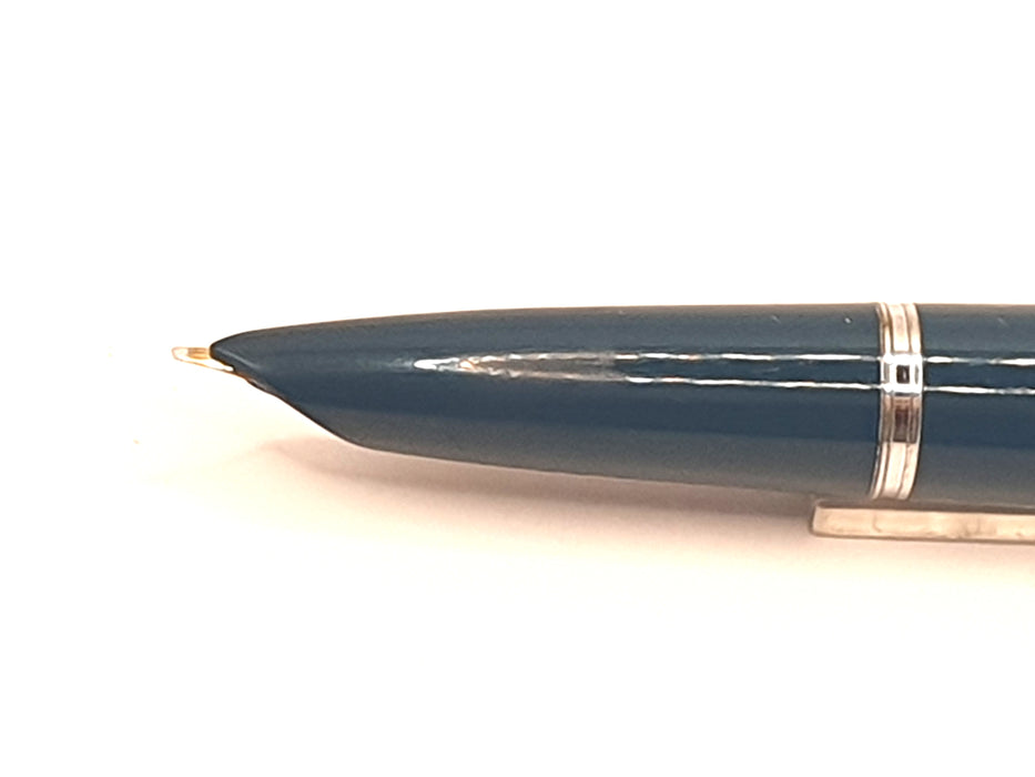 Vintage Parker 51 Mk II Midnight Blue with Lustraloy Cap and Chrome Trim Fountain Pen (14ct BO Nib)