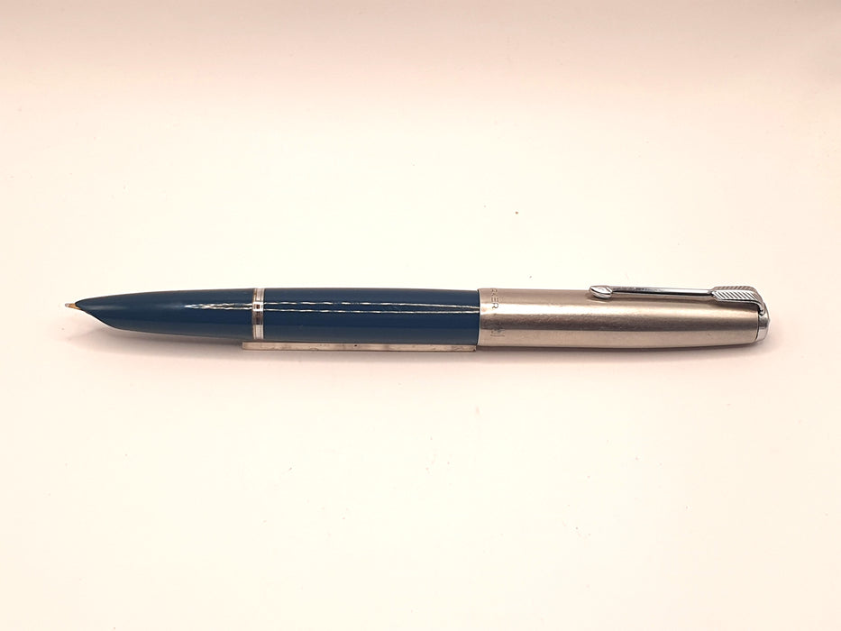 Vintage Parker 51 Mk II Midnight Blue with Lustraloy Cap and Chrome Trim Fountain Pen (14ct BO Nib)