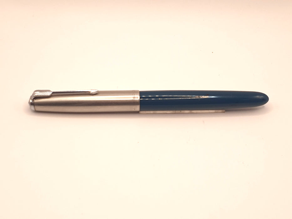 Vintage Parker 51 Mk II Midnight Blue with Lustraloy Cap and Chrome Trim Fountain Pen (14ct BO Nib)
