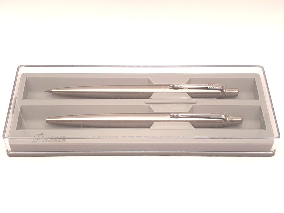 Vintage Parker Jotter Custom Flighter Stainless Steel Ballpoint Pen and Mechanical Pencil (0.5mm)