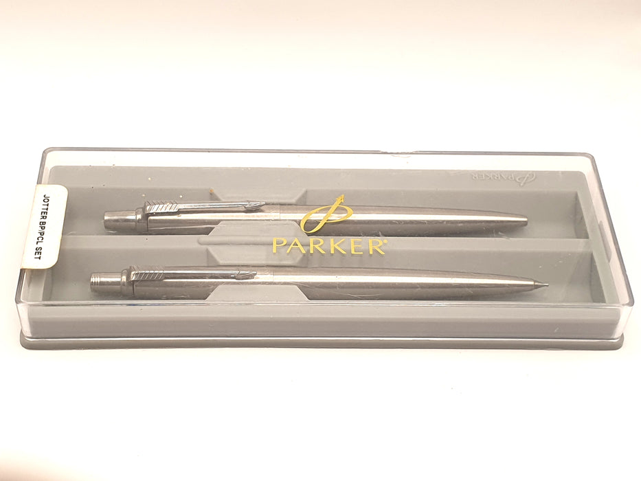 Vintage Parker Jotter Custom Flighter Stainless Steel Ballpoint Pen and Mechanical Pencil (0.5mm)