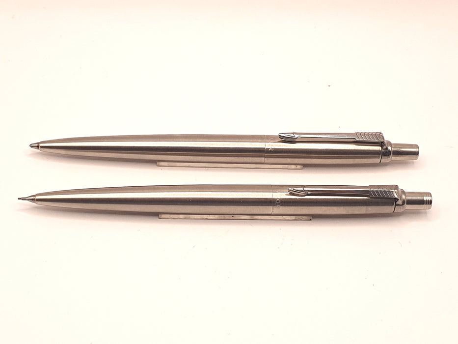 Vintage Parker Jotter Custom Flighter Stainless Steel Ballpoint Pen and Mechanical Pencil (0.5mm)