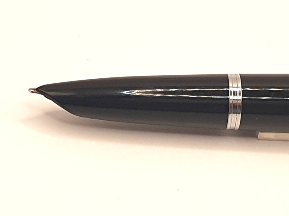 Vintage Parker 51 Mk II Black with 1/10 12ct Rolled Gold Cap Fountain Pen (14ct F Nib)