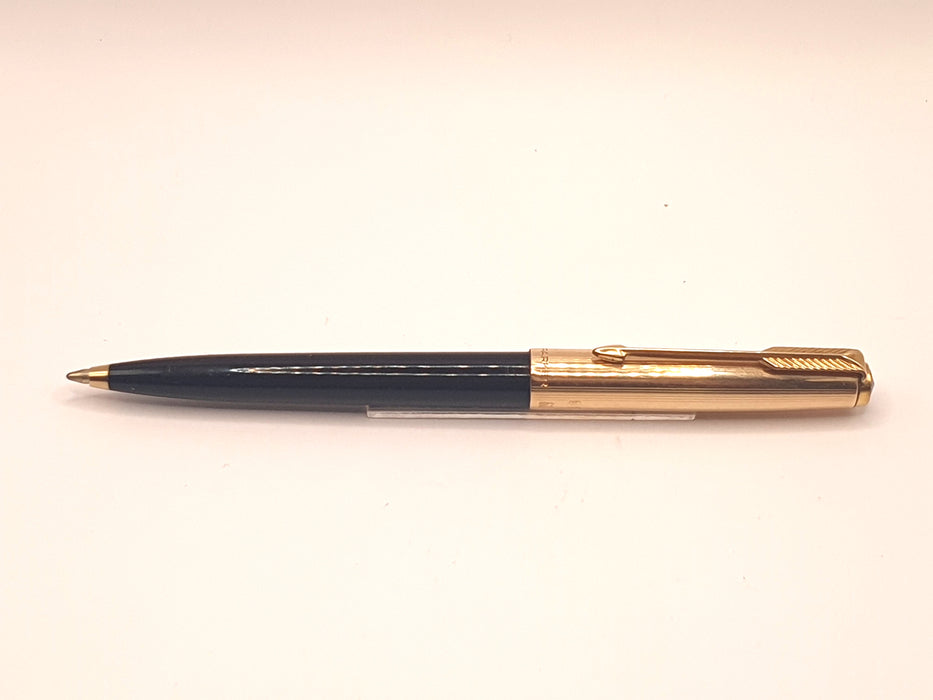 Vintage Parker 61 Black with 1/10 12ct Rolled Gold Cap Ballpoint Pen