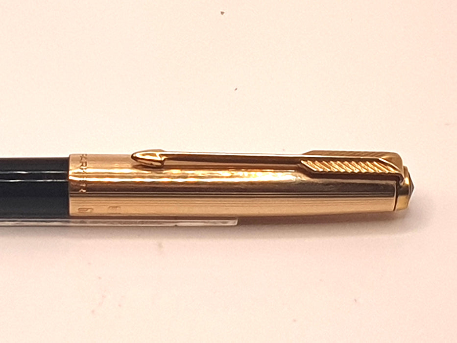 Vintage Parker 61 Black with 1/10 12ct Rolled Gold Cap Ballpoint Pen