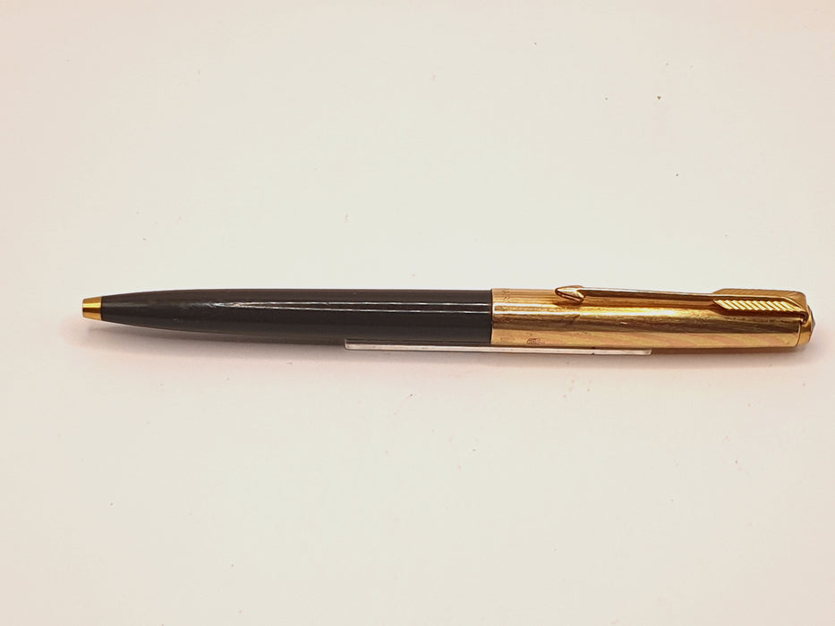 Vintage Parker 61 Heirloom Grey with 1/10 12ct Rolled Gold Rainbow Cap Ballpoint Pen