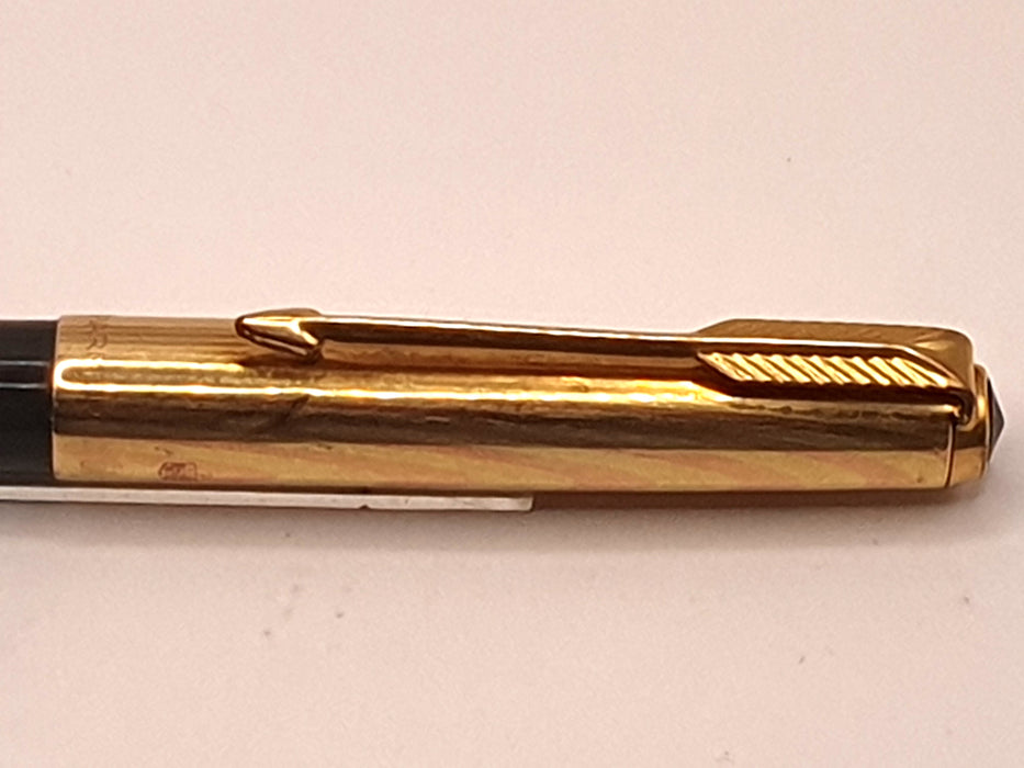 Vintage Parker 61 Heirloom Grey with 1/10 12ct Rolled Gold Rainbow Cap Ballpoint Pen