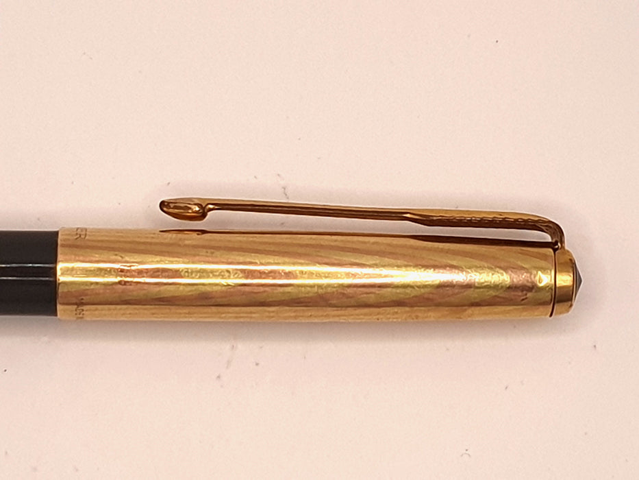 Vintage Parker 61 Heirloom Grey with 1/10 12ct Rolled Gold Rainbow Cap Ballpoint Pen