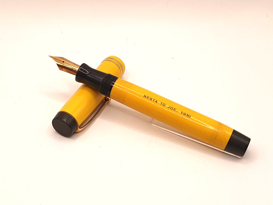 Vintage Parker Streamlined Duofold Senior Mandarin Yellow with Gold Trim Fountain Pen (14ct F Nib)