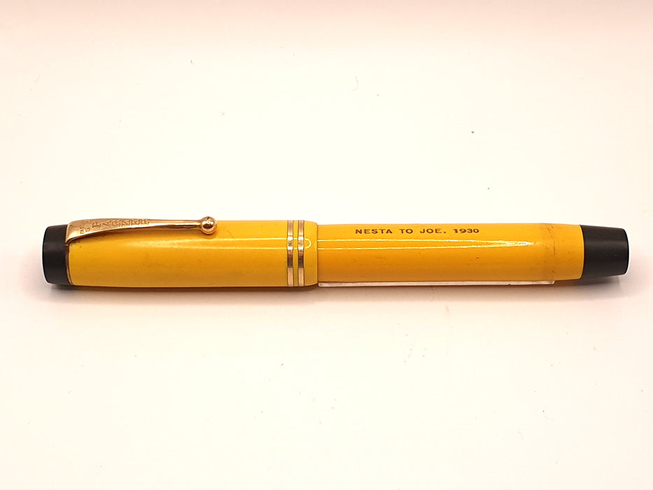 Vintage Parker Streamlined Duofold Senior Mandarin Yellow with Gold Trim Fountain Pen (14ct F Nib)