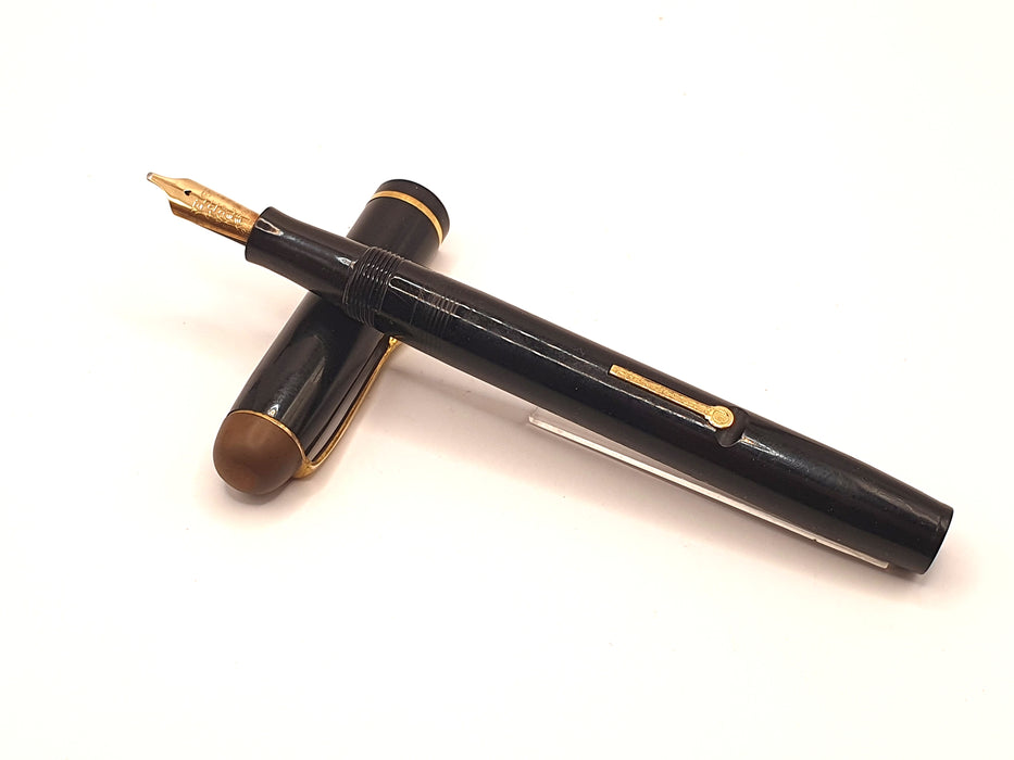 Vintage Esterbrook Relief No. 2-L Black with Gold Trim Fountain Pen (14ct O Nib)
