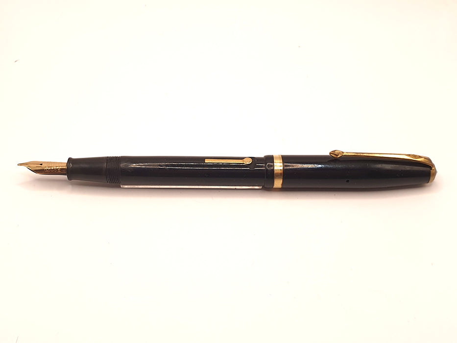 Vintage Conway Stewart 85L Black with Gold Trim Fountain Pen (14ct EF Nib)