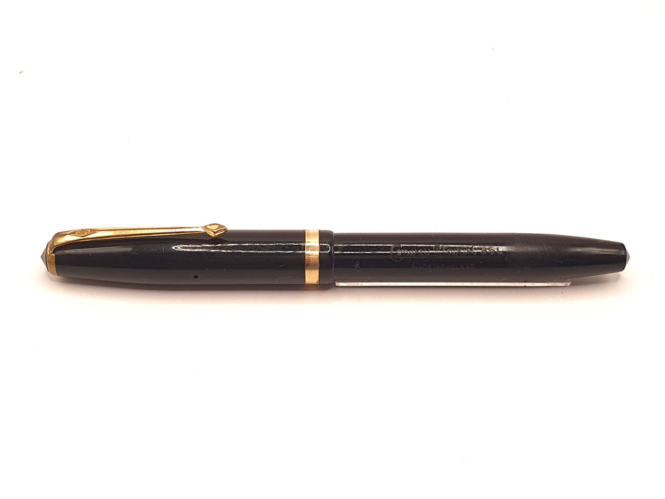 Vintage Conway Stewart 85L Black with Gold Trim Fountain Pen (14ct EF Nib)