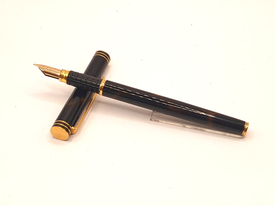 Vintage Waterman Exclusive Laque Écaille Brune with Gold Trim Fountain Pen (18ct M Nib)