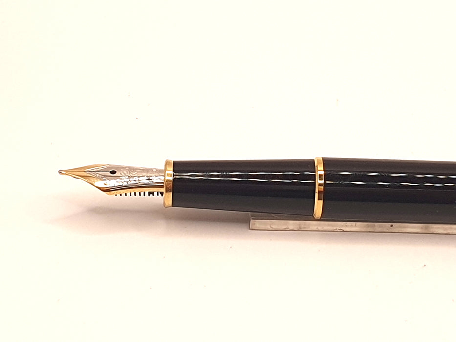 Vintage Montblanc 144 Black with Gold Trim Fountain Pen (14ct M Nib)