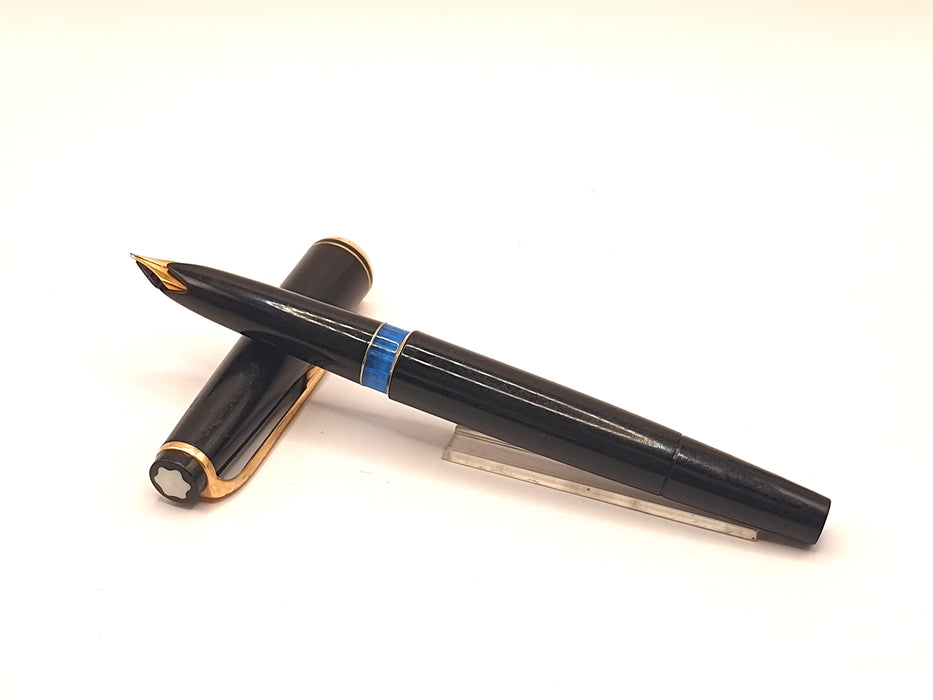 Vintage Montblanc No. 22 Black with Ink Window and Gold Trim Fountain Pen (14ct M Nib)