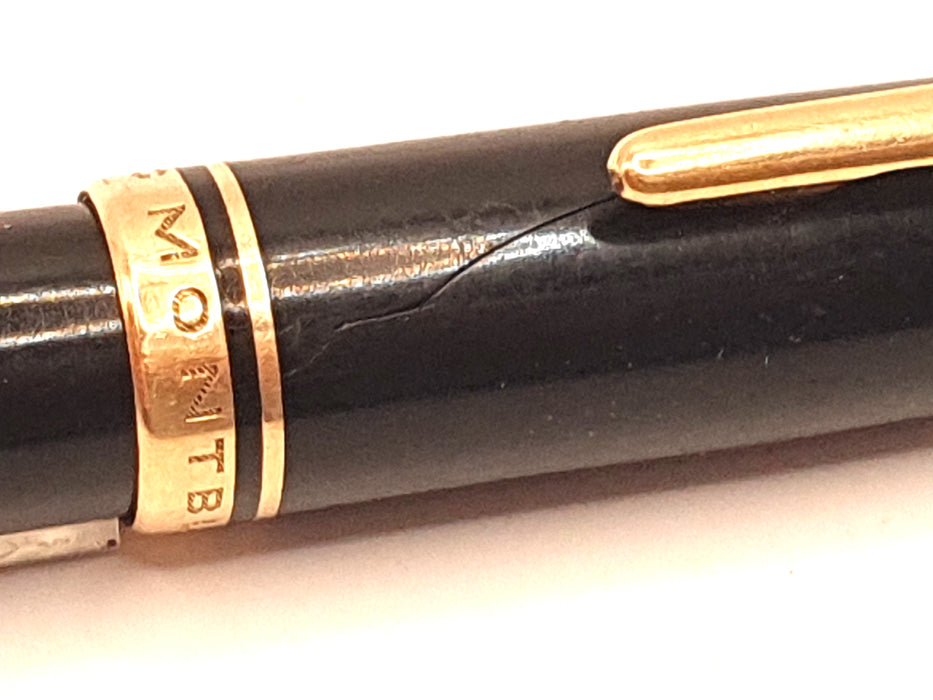 Vintage Montblanc no. 254 Black with Ink Window and Gold Trim Fountain Pen (14ct M Nib)