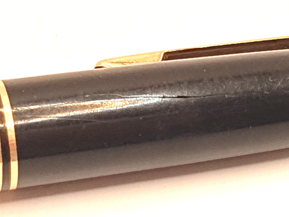 Vintage Montblanc no. 254 Black with Ink Window and Gold Trim Fountain Pen (14ct M Nib)